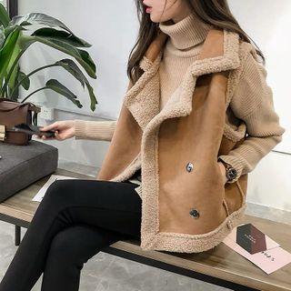 Double Breasted Faux Shearling Vest