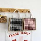 Houndstooth Woven Tote Bag