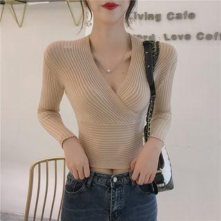 Ribbed Wrap Knit Top