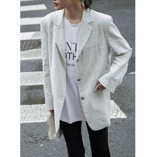 Single-breasted Plain Blazer Light Gray - One Size