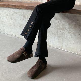 High-waist Button Straight Leg Jeans