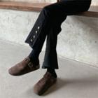 High-waist Button Straight Leg Jeans