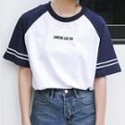 Short-sleeve Lettering Raglan T-shirt Blue & White - One Size
