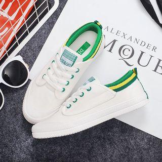 Contrast-trim Lace-up Canvas Sneakers