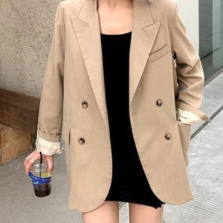 Double Breasted Blazer Khaki - One Size