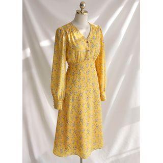 V-neck Tie-back Floral Dress