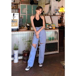 Sleeveless Halter Knit Top In 4 Colors