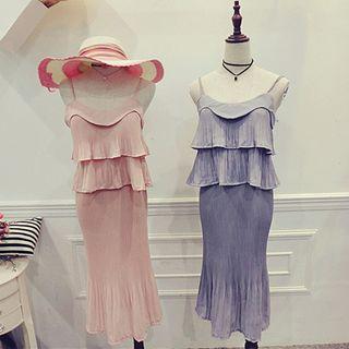 Set: Strappy Tiered Top + Frilled Midi Skirt