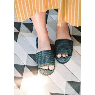 Straw Espadrille Slide Sandals