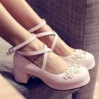 Round Toe Chunky Buckle High-heeled Pumps