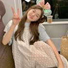 Short-sleeve Plain T-shirt + Embroidered Overall Dress
