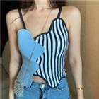 Striped Two-tone Knit Camisole As Shown In Figure - One Size
