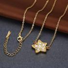 Fashion Plated Gold Star Pendant With Austrian Element Crystal And Necklace Golden - One Size