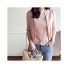 Set: Round-neck Cardigan + Short-sleeve Knit Top