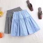 Gingham Band-waist Mini A-line Skirt