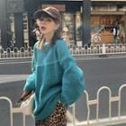 Oversized Sweater / Leopard Print Straight Leg Pants