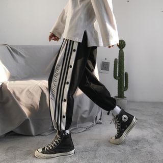 Color-block Buttoned Sweatpants