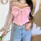 Bow Cropped Camisole Top Pink - One Size