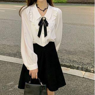 Ribbon Blouse / A-line Skirt