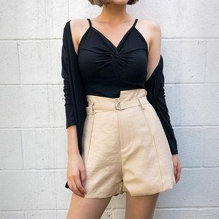 Button-front Cardigan & Knotted Cami Set