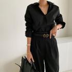 Chain-back Wide-cuff Shirt Black - One Size
