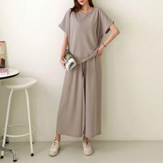 Set: Dolman-sleeve Top + Wide-leg Pants
