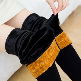 Fleece-line Stirrup Tights Black - One Size