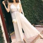 Lace Hem Spaghetti Strap Wide Leg Jumpsuit