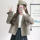 Notch Lapel Plaid Single-button Knit Jacket