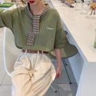 Set: Elbow-sleeve Letter T-shirt + Scarf