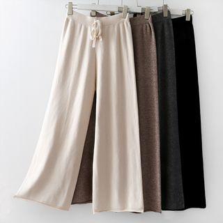Elastic High-waist Wide-leg Knit Pants