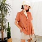 Short-sleeve Pocket-front Stitched Shirt