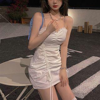 Spaghetti Drawstring Detail Mini Dress