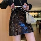Mini A-line Sequined Skirt