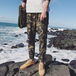 Gather-cuff Camouflage Cargo Pants