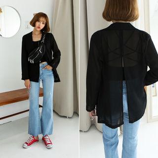 Double-button Slit-back Sheer Jacket