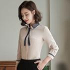 Long-sleeve Mesh Paneled Shirt / Dress Pants / Set
