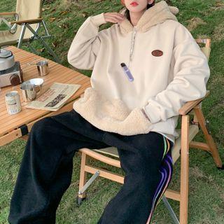 Ear Accent Fleece Panel Hoodie