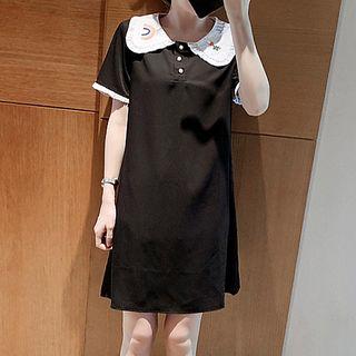 Short-sleeve Frill Trim Collar Dress
