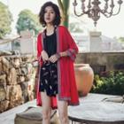Embroidered Open-front Chiffon Jacket