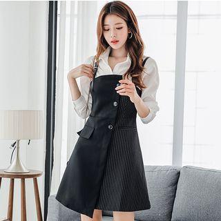 Set: Plain Shirt + Strappy Panel A-line Dress