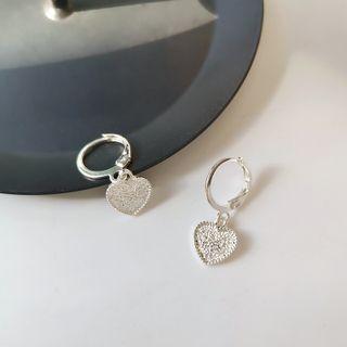 Heart Alloy Dangle Earring 1 Pair - Ear Buckle Earring - Love Heart - Silver - One Size