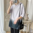 Elbow-sleeve Faded T-shirt