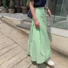 Zip-side Pleated Maxi Skirt