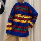 Rainbow Stripe Graffiti Sweater