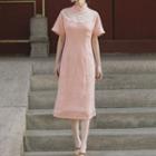 Traditional Chinese Short-sleeve Lace Panel Dress
