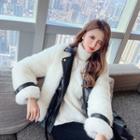 Furry Zip Jacket White - One Size