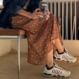 Floral Midi Skirt Floral - Coffee - One Size