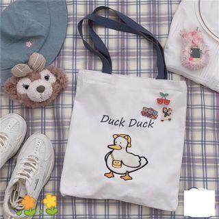 Cartoon Duck Embroidered Tote Bag