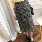 Textured Checked Midi Skirt